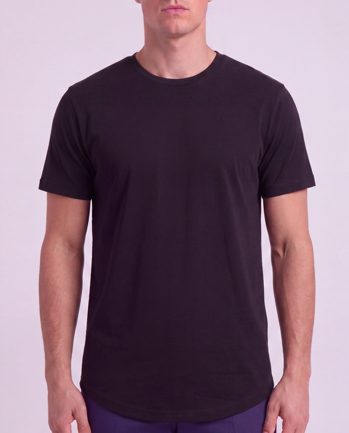TIMOTHY BLACK MEN'S STRETCH COTTON CREW-NECK TEE