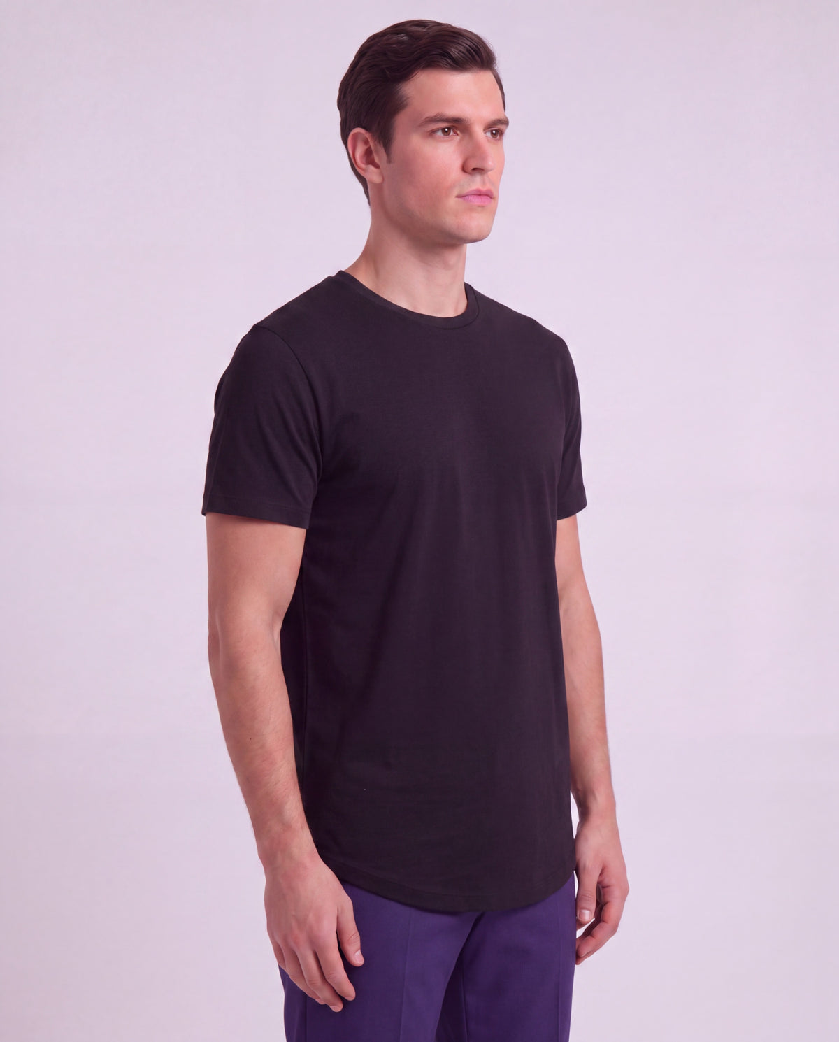 TIMOTHY BLACK MEN'S STRETCH COTTON CREW-NECK TEE