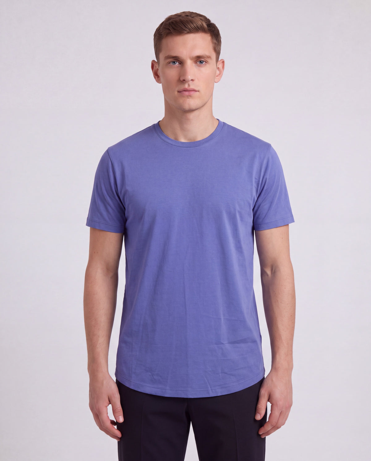 TIMOTHY DAWN BLUE MEN'S STRETCH COTTON CREW-NECK TEE
