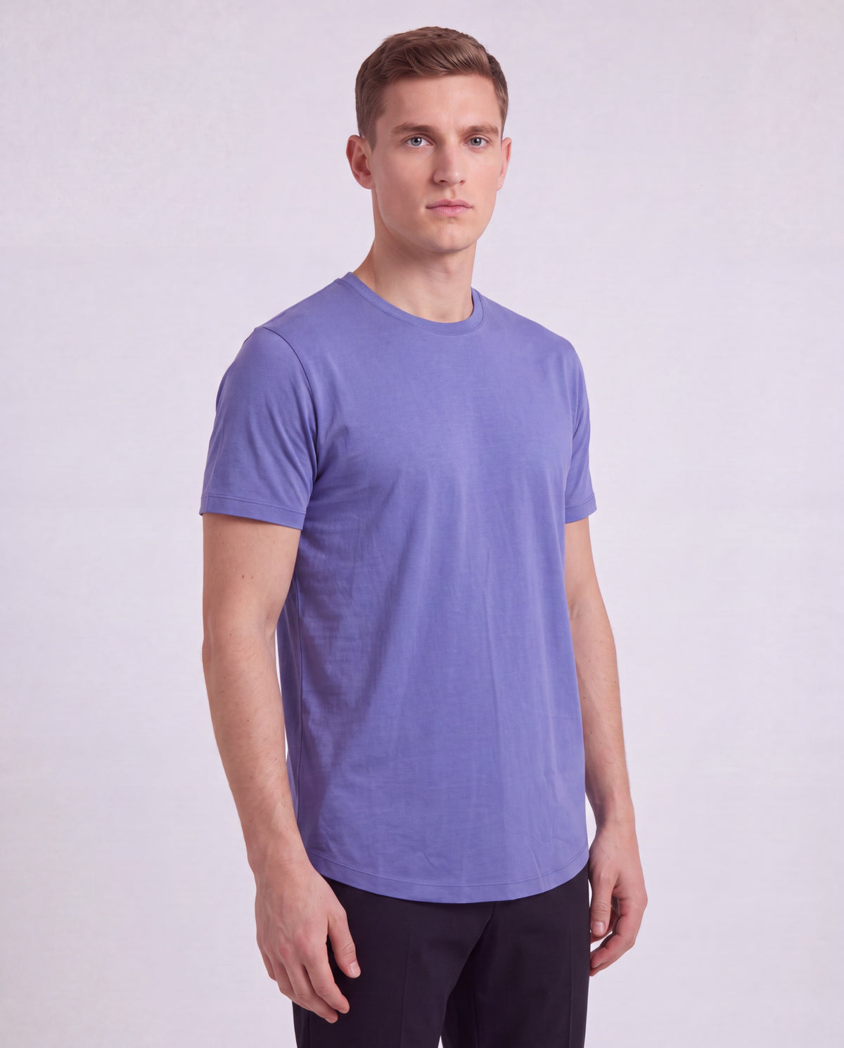 TIMOTHY DAWN BLUE MEN'S STRETCH COTTON CREW-NECK TEE