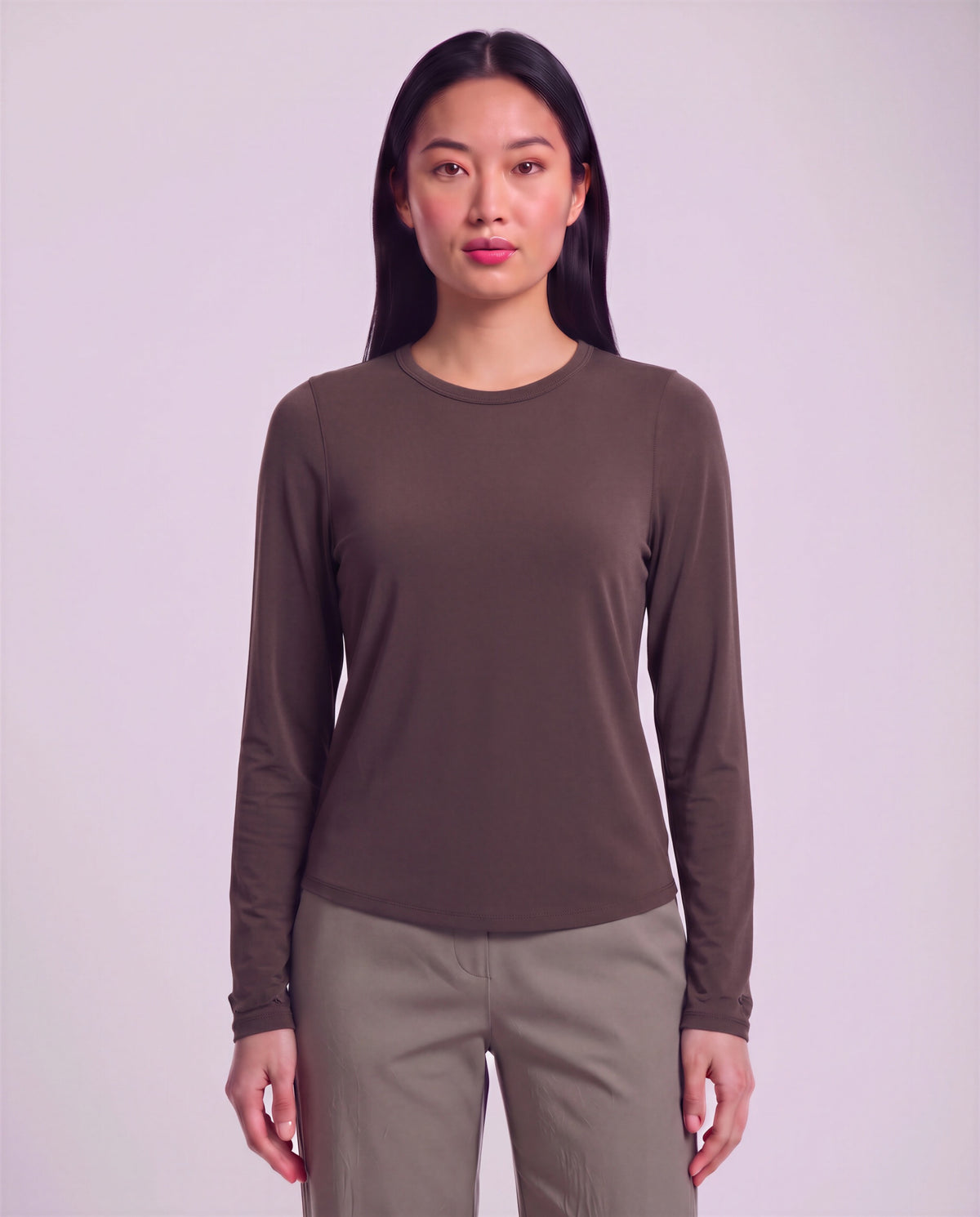 BEATRICE BROWNIE WOMEN'S LYOCELL STRETCH CREW-NECK TOP