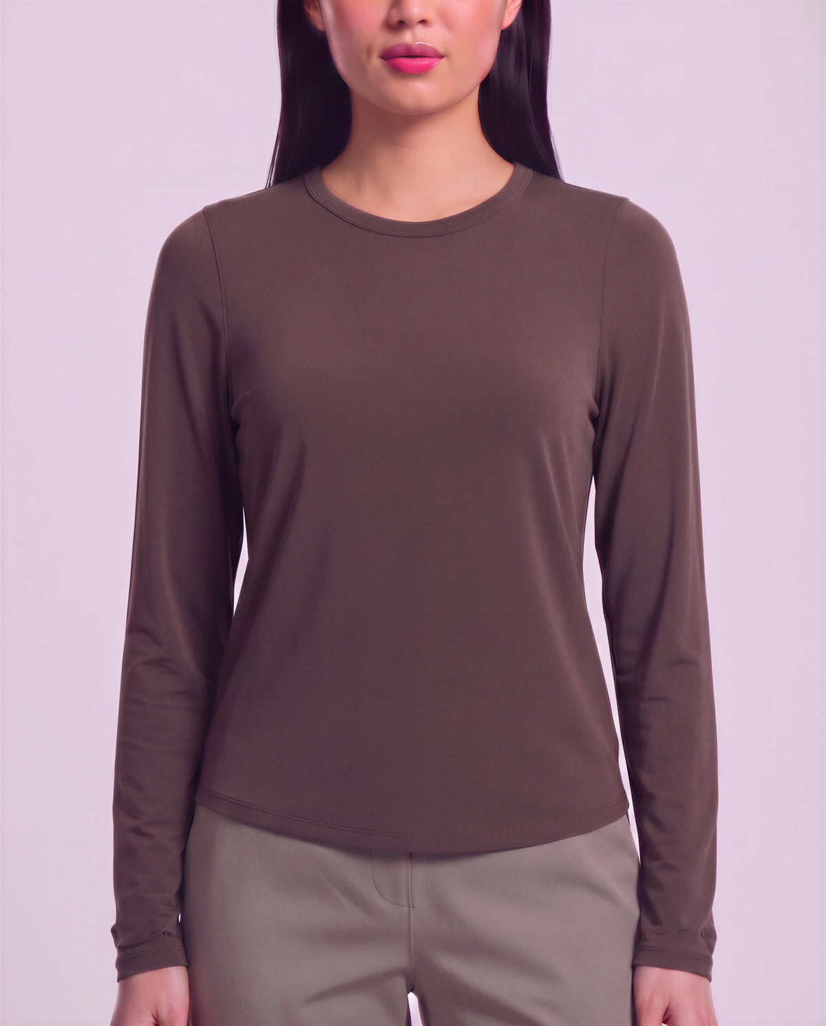 BEATRICE BROWNIE WOMEN'S LYOCELL STRETCH CREW-NECK TOP
