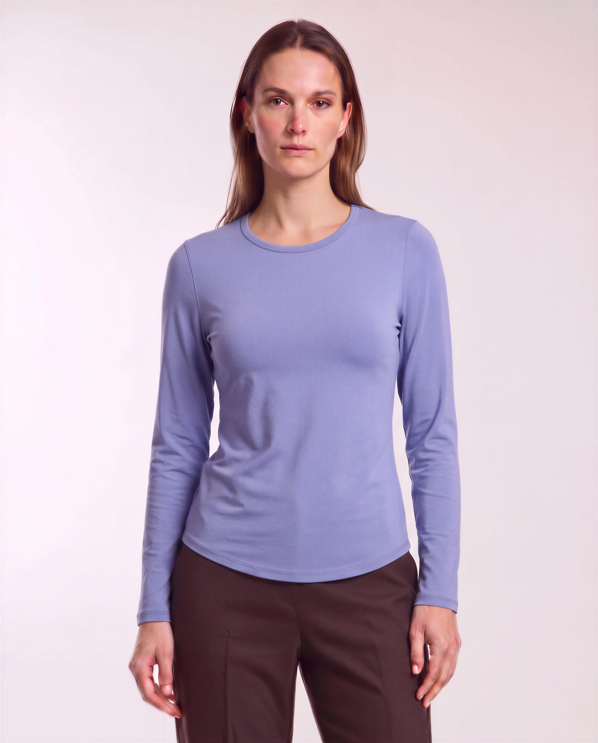 BEATRICE DAWN BLUE WOMEN'S LYOCELL STRETCH CREW-NECK TOP