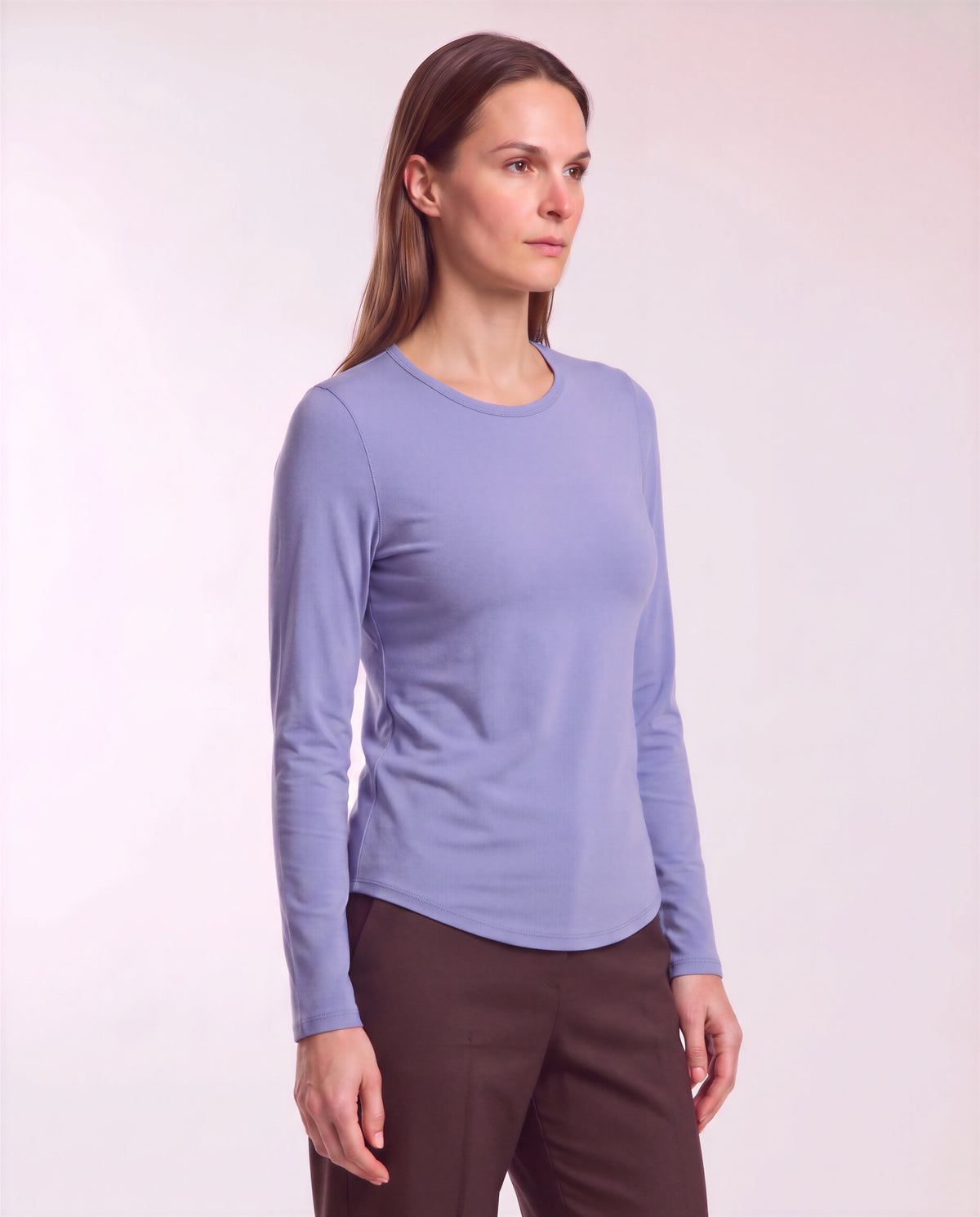 BEATRICE DAWN BLUE WOMEN'S LYOCELL STRETCH CREW-NECK TOP
