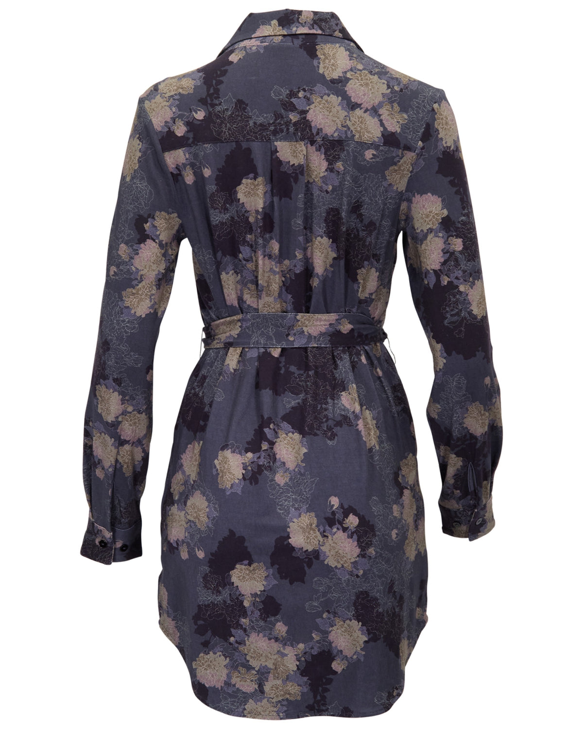 DOT LANS FLORAL BLACK WOMEN'S LYOCELL STRETCH SHIRT DRESS