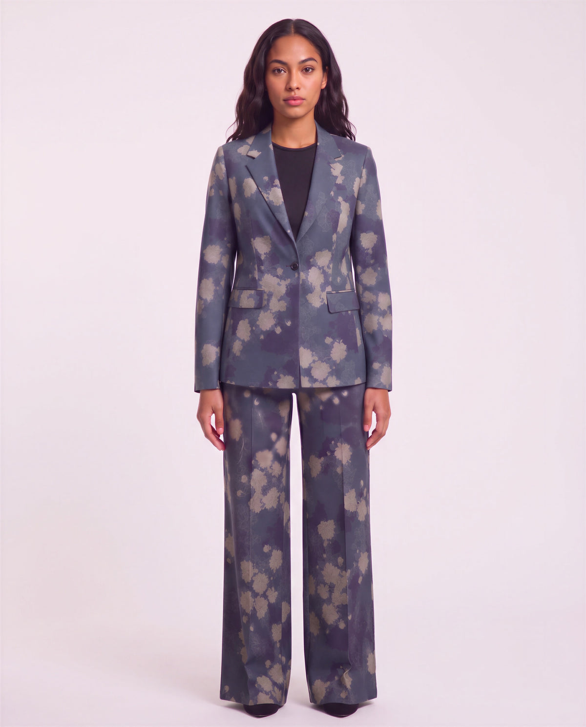 JANE LANS FLORAL BLACK WOMEN'S STRETCH TENCEL TAILORED JACKET