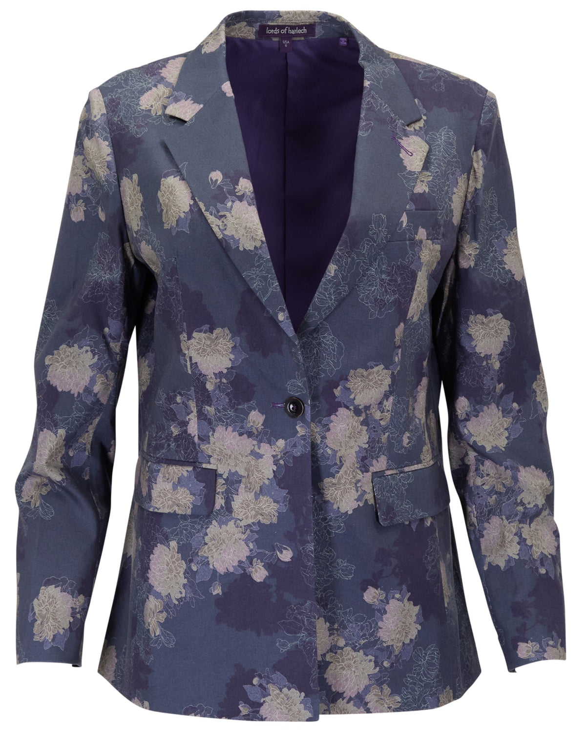 JANE LANS FLORAL BLACK WOMEN'S STRETCH TENCEL TAILORED JACKET