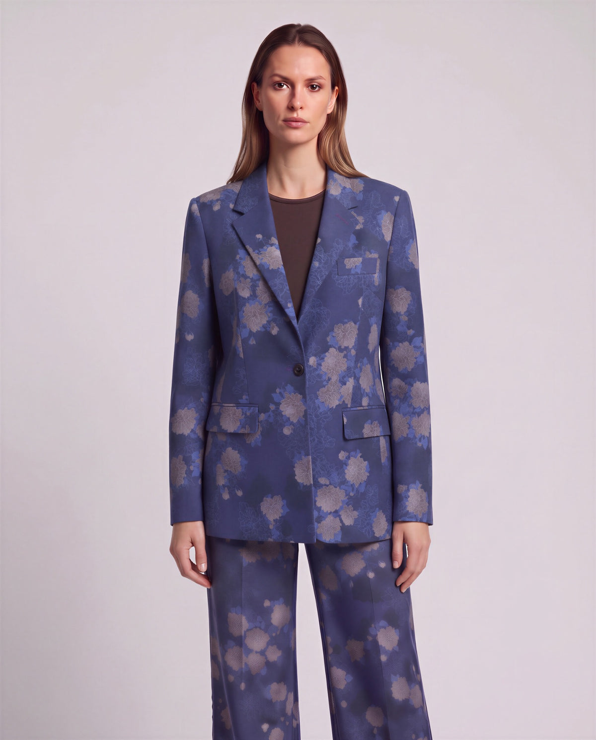 JANE LANS FLORAL NAVY WOMEN'S STRETCH TENCEL TAILORED JACKET