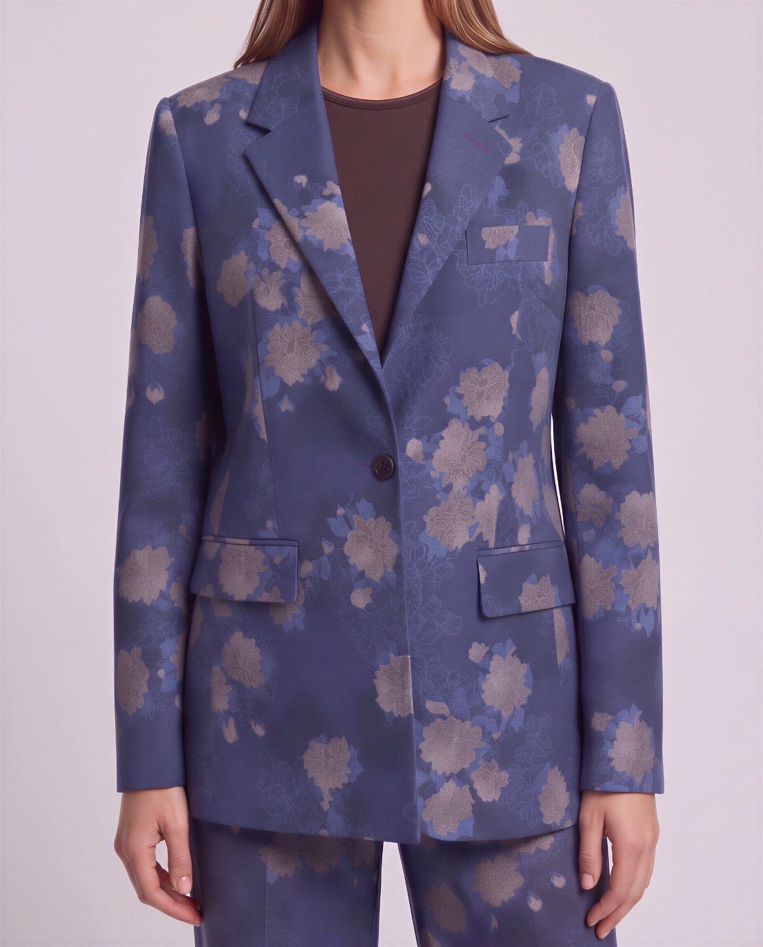 JANE LANS FLORAL NAVY WOMEN'S STRETCH TENCEL TAILORED JACKET