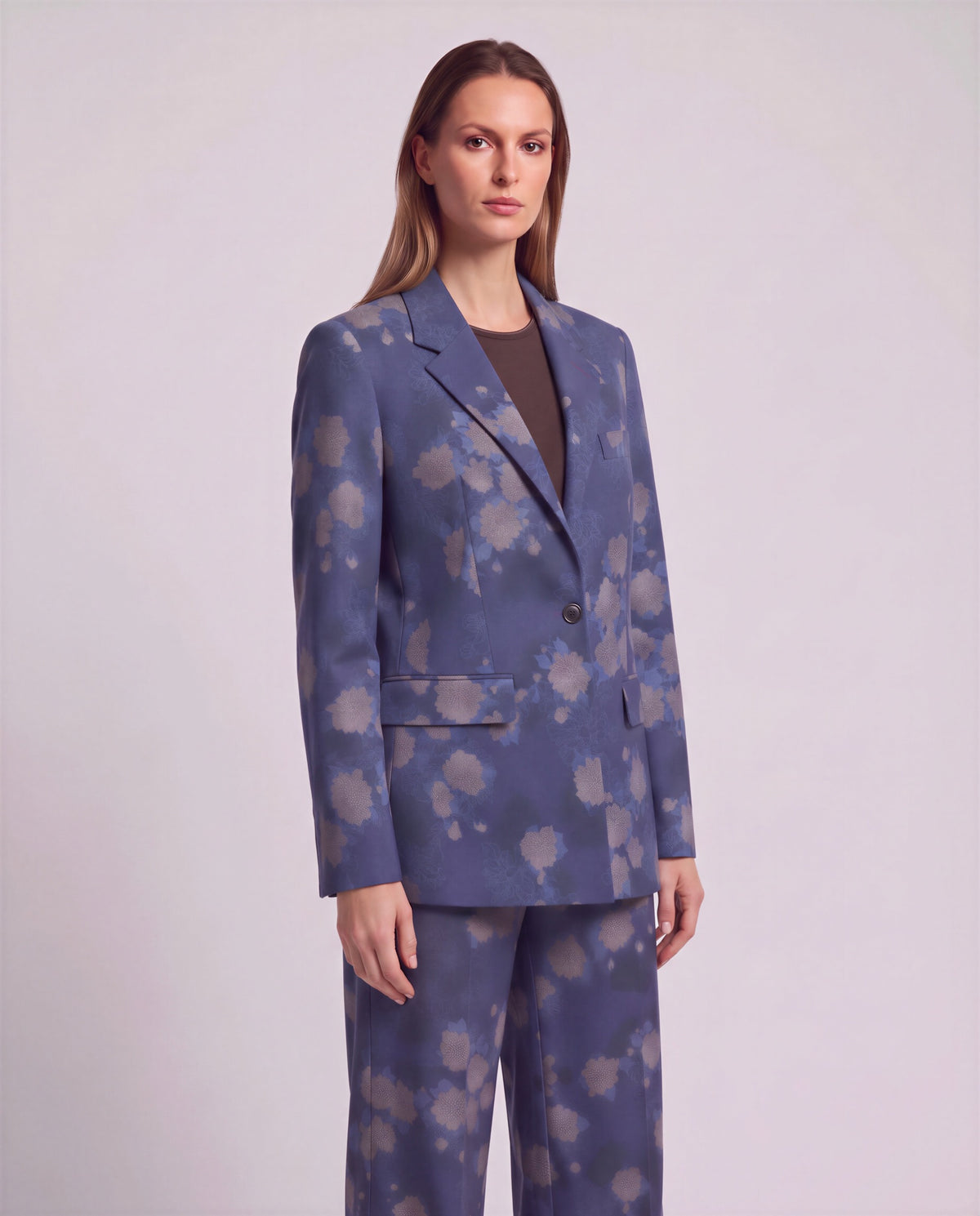 JANE LANS FLORAL NAVY WOMEN'S STRETCH TENCEL TAILORED JACKET