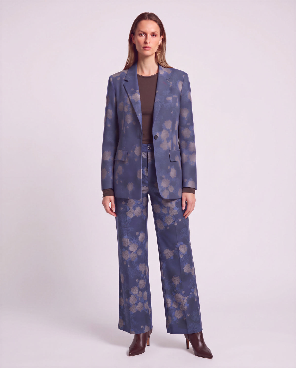 JANE LANS FLORAL NAVY WOMEN'S STRETCH TENCEL TAILORED JACKET