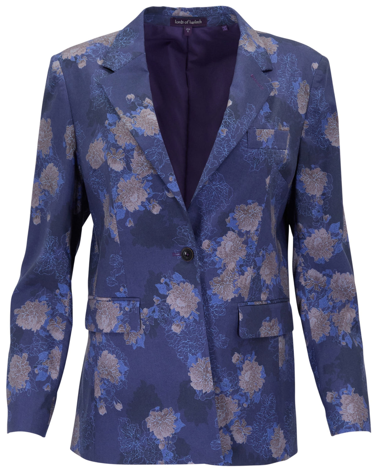 JANE LANS FLORAL NAVY WOMEN'S STRETCH TENCEL TAILORED JACKET