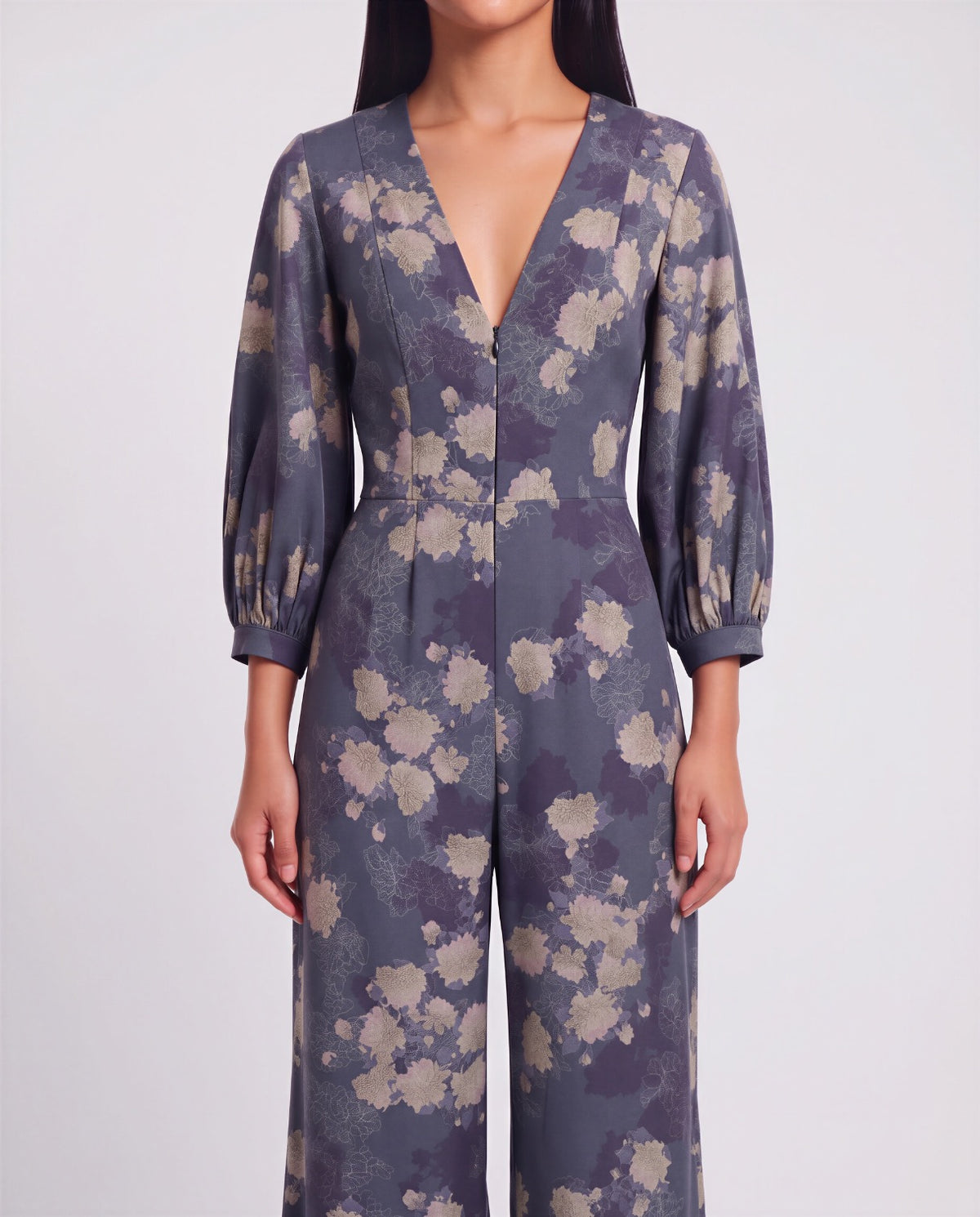 JILL LANS FLORAL BLACK WOMEN'S STRETCH TENCEL JUMPSUIT