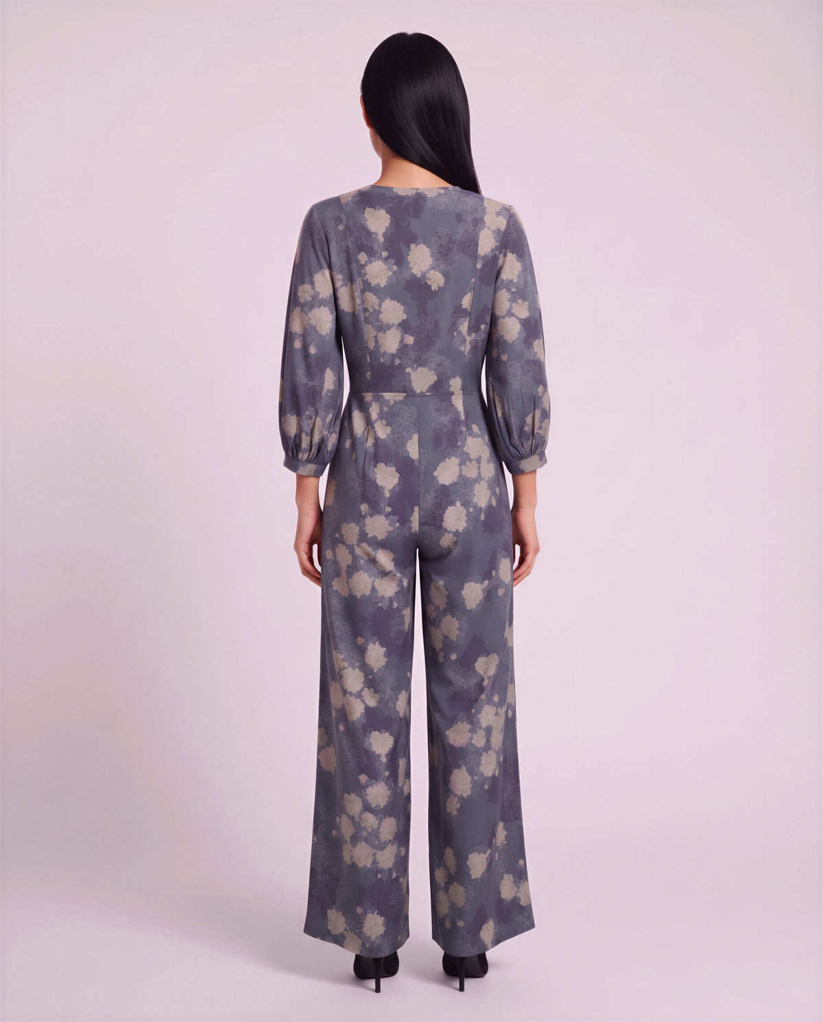 JILL LANS FLORAL BLACK WOMEN'S STRETCH TENCEL JUMPSUIT