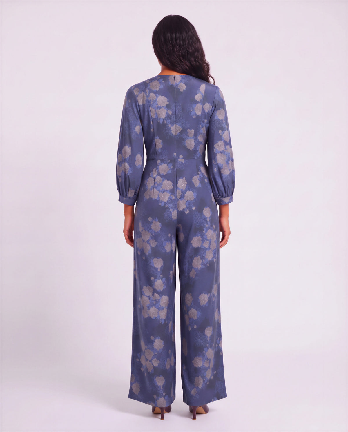 JILL LANS FLORAL NAVY WOMEN'S STRETCH TENCEL JUMPSUIT