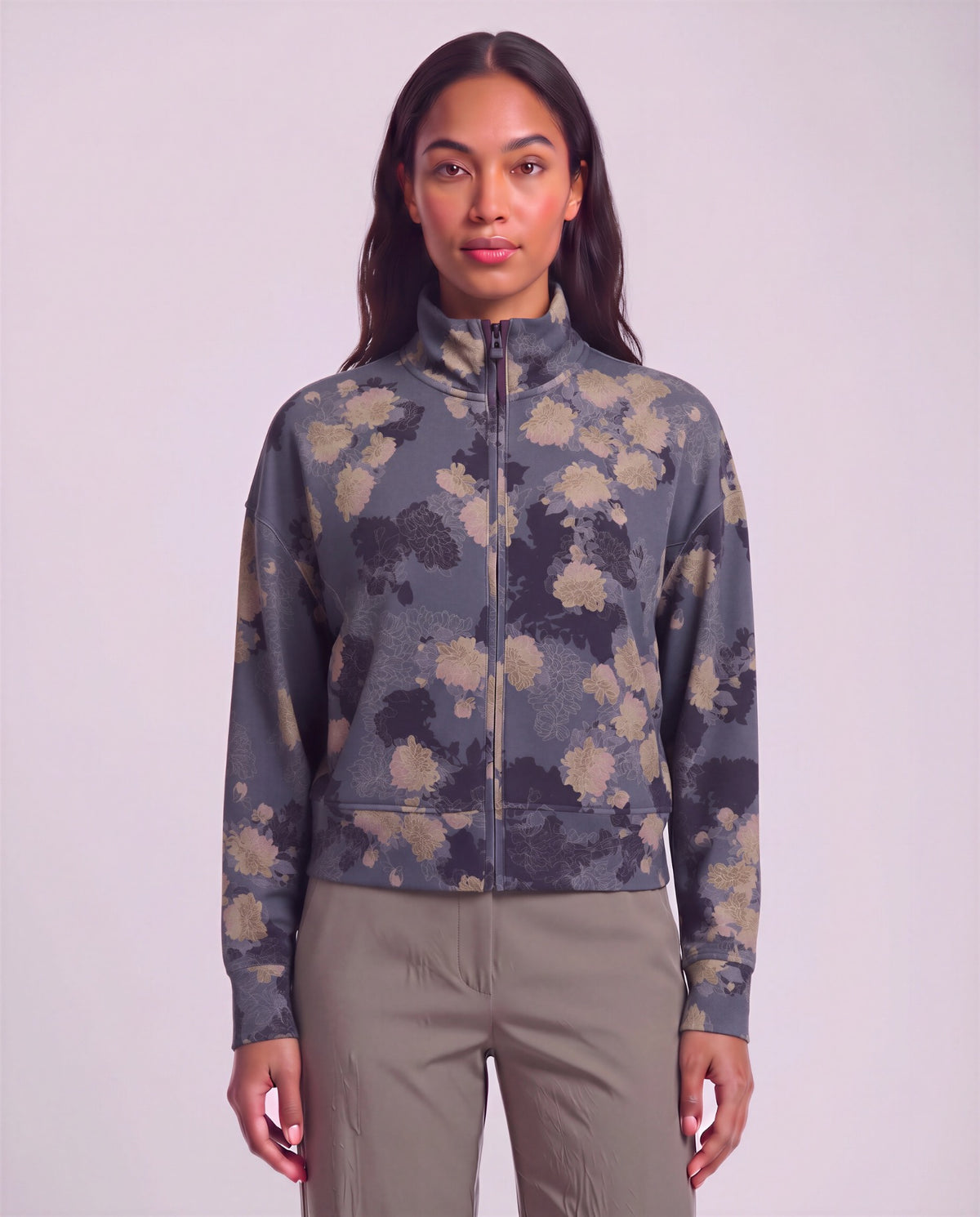 JUDY LANS FLORAL BLACK WOMEN'S STRETCH KNIT JACKET