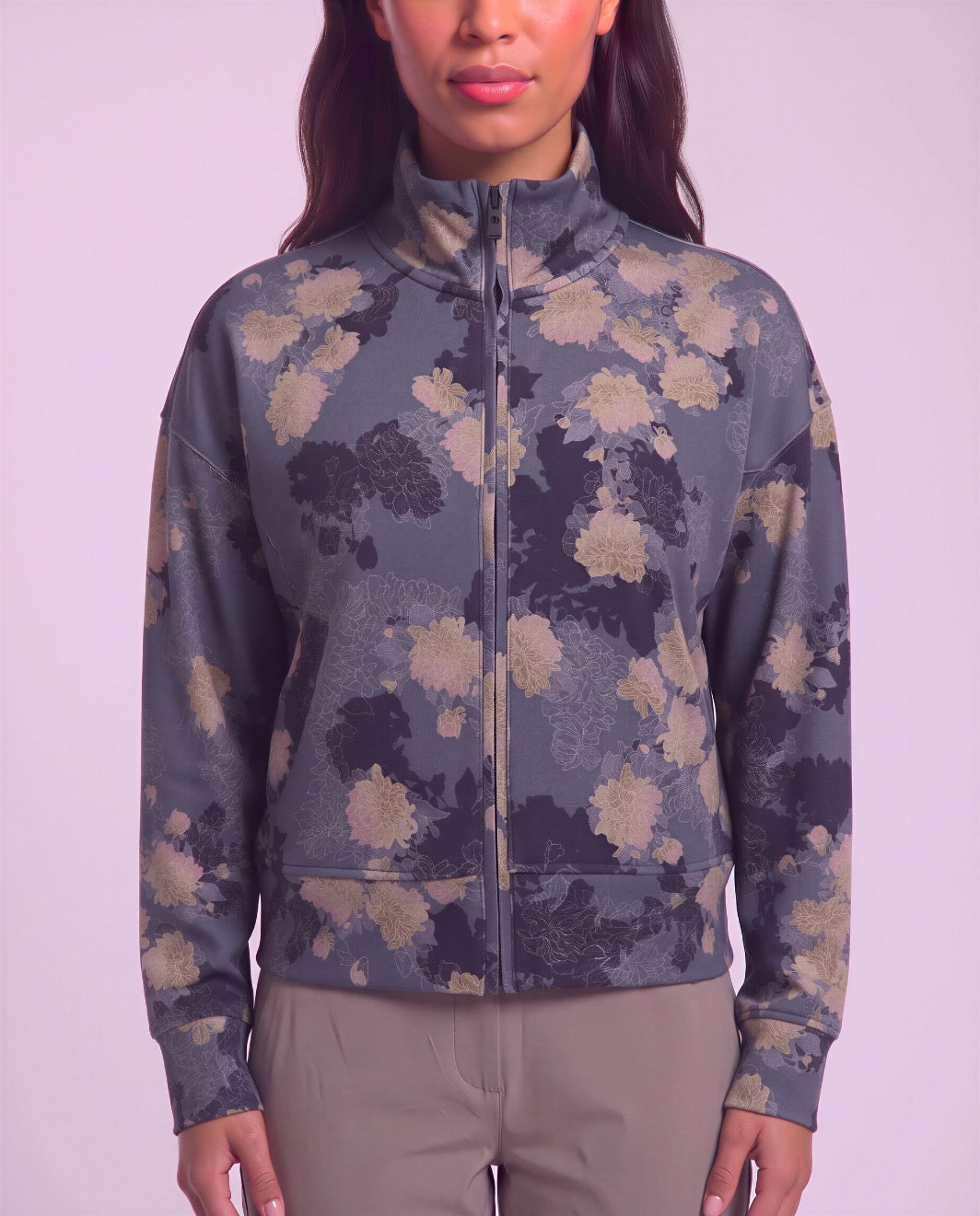 JUDY LANS FLORAL BLACK WOMEN'S STRETCH KNIT JACKET