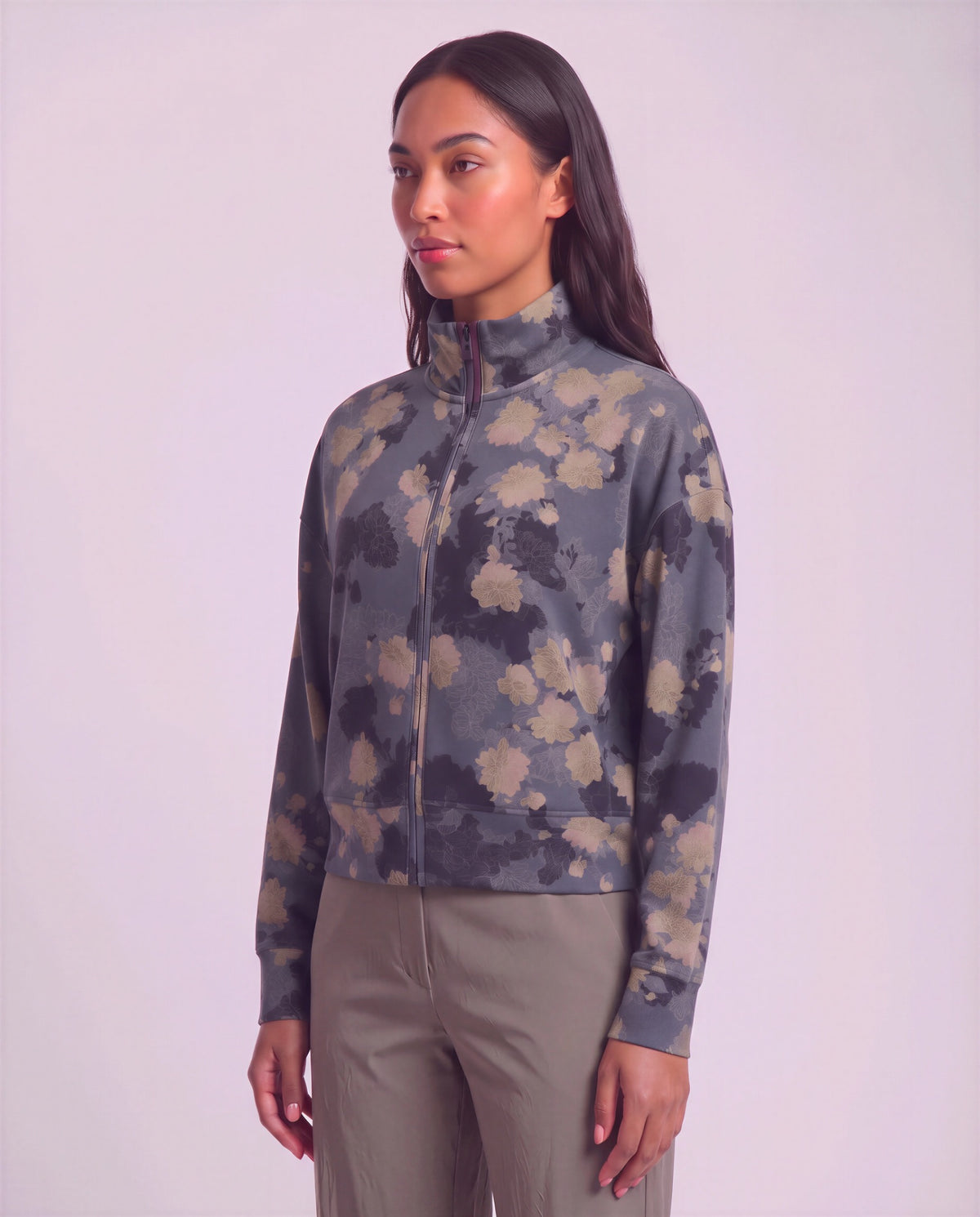 JUDY LANS FLORAL BLACK WOMEN'S STRETCH KNIT JACKET