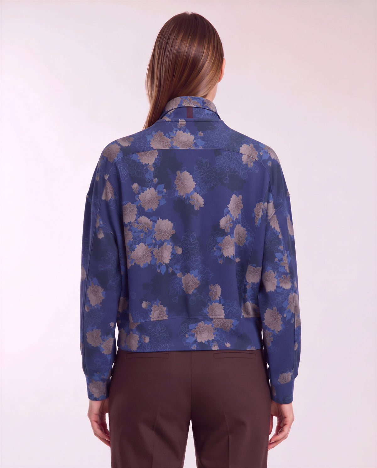 JUDY LANS FLORAL NAVY WOMEN'S STRETCH KNIT JACKET