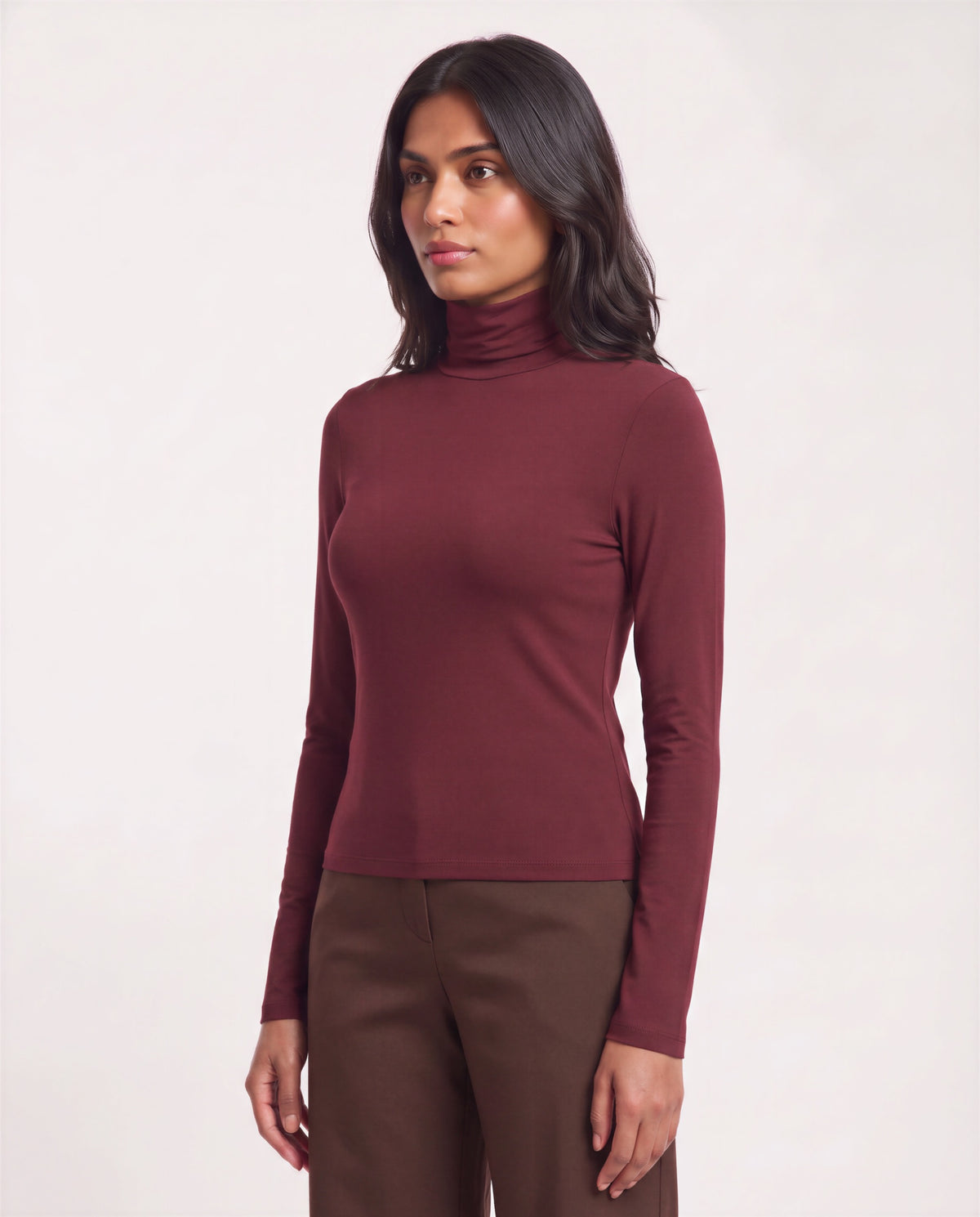 KATE PORT WOMEN'S LYOCELL STRETCH TURTLENECK