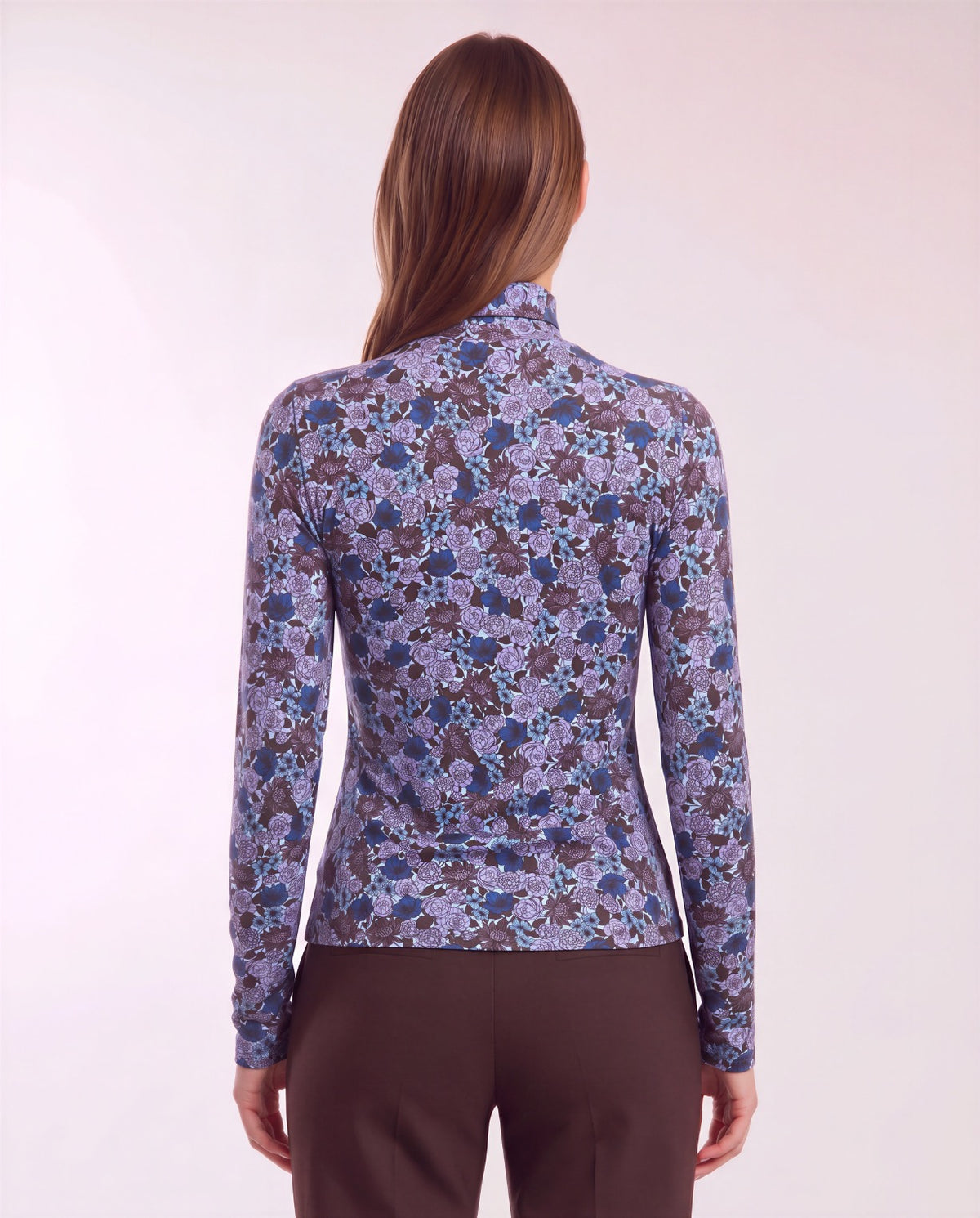 KATE TERNBERG FLORAL BROWNIE WOMEN'S LYOCELL STRETCH TURTLENECK