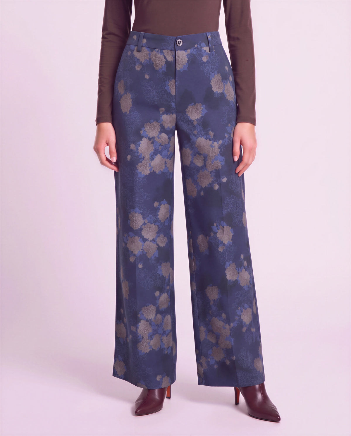 PHILLIS LANS FLORAL NAVY WOMEN'S STRETCH TENCEL TAILORED PANT