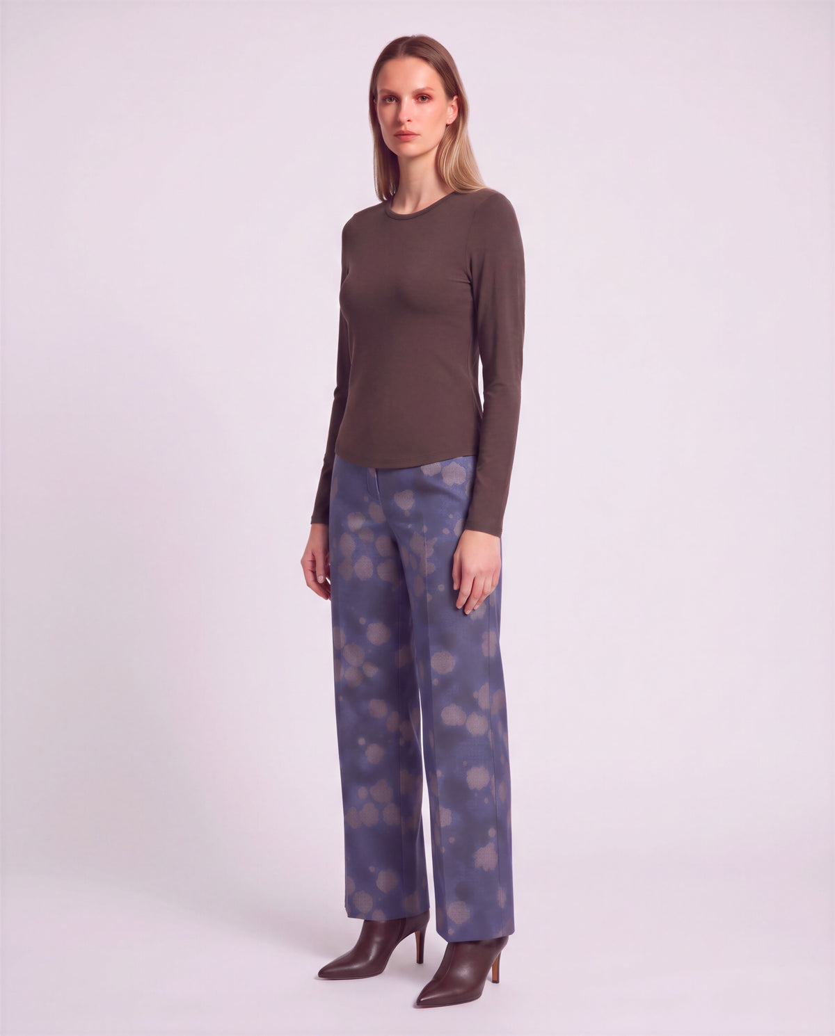 PHILLIS LANS FLORAL NAVY WOMEN'S STRETCH TENCEL TAILORED PANT