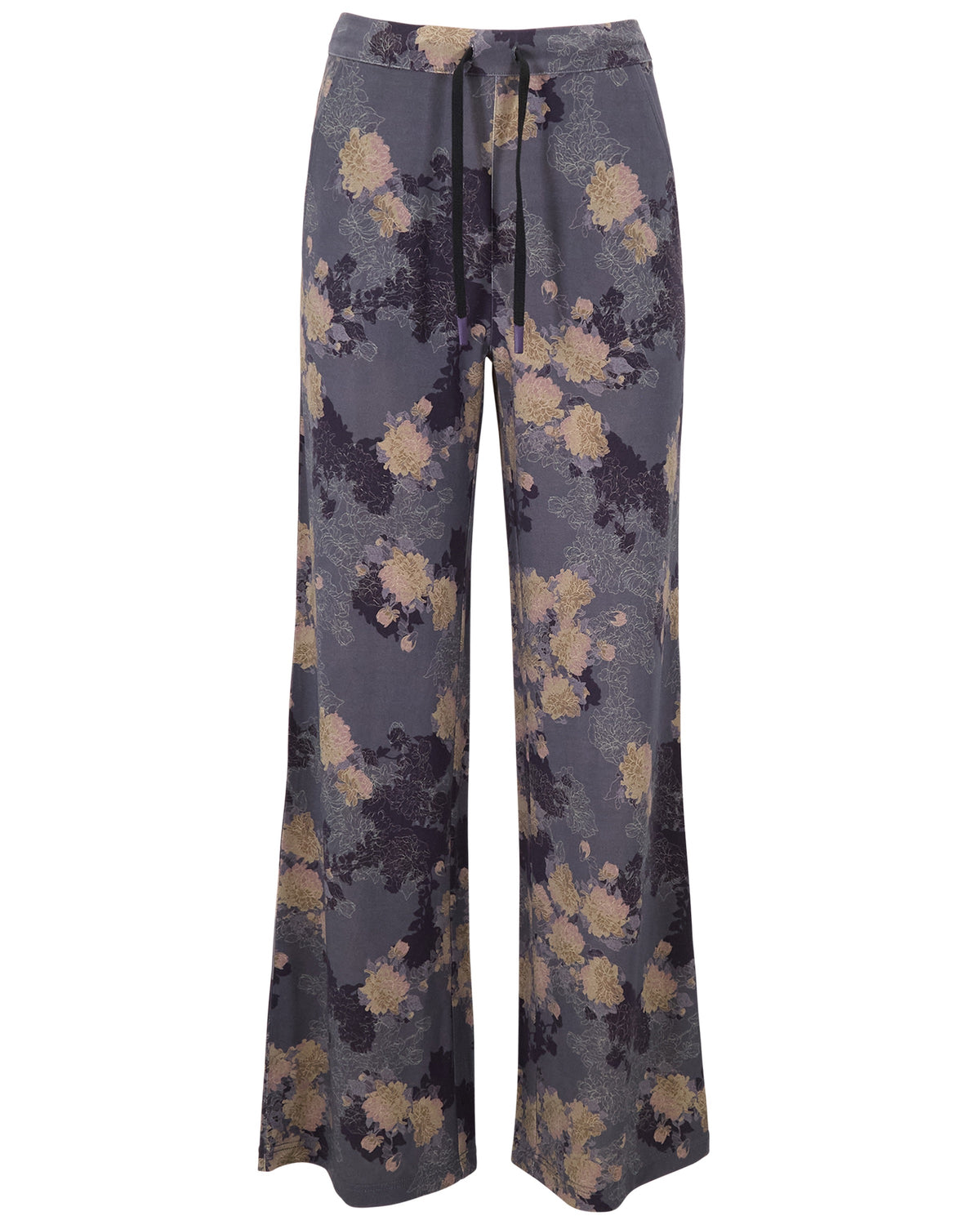 SANCHEZ LANS FLORAL BLACK WOMEN'S STRETCH KNIT DRAWSTRING PANT