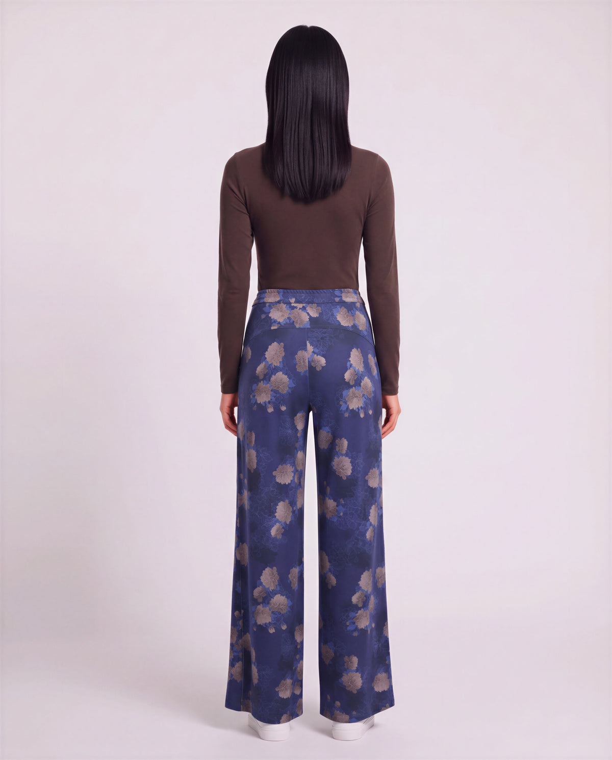 SANCHEZ LANS FLORAL NAVY WOMEN'S STRETCH KNIT DRAWSTRING PANT