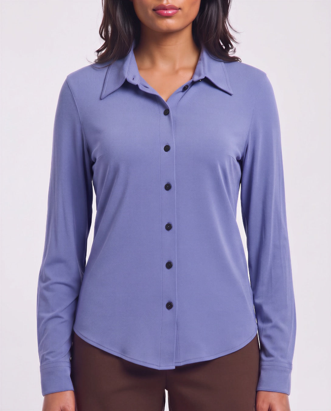 STEPHANIE DAWN BLUE WOMEN'S LYOCELL STRETCH LONG-SLEEVE SHIRT