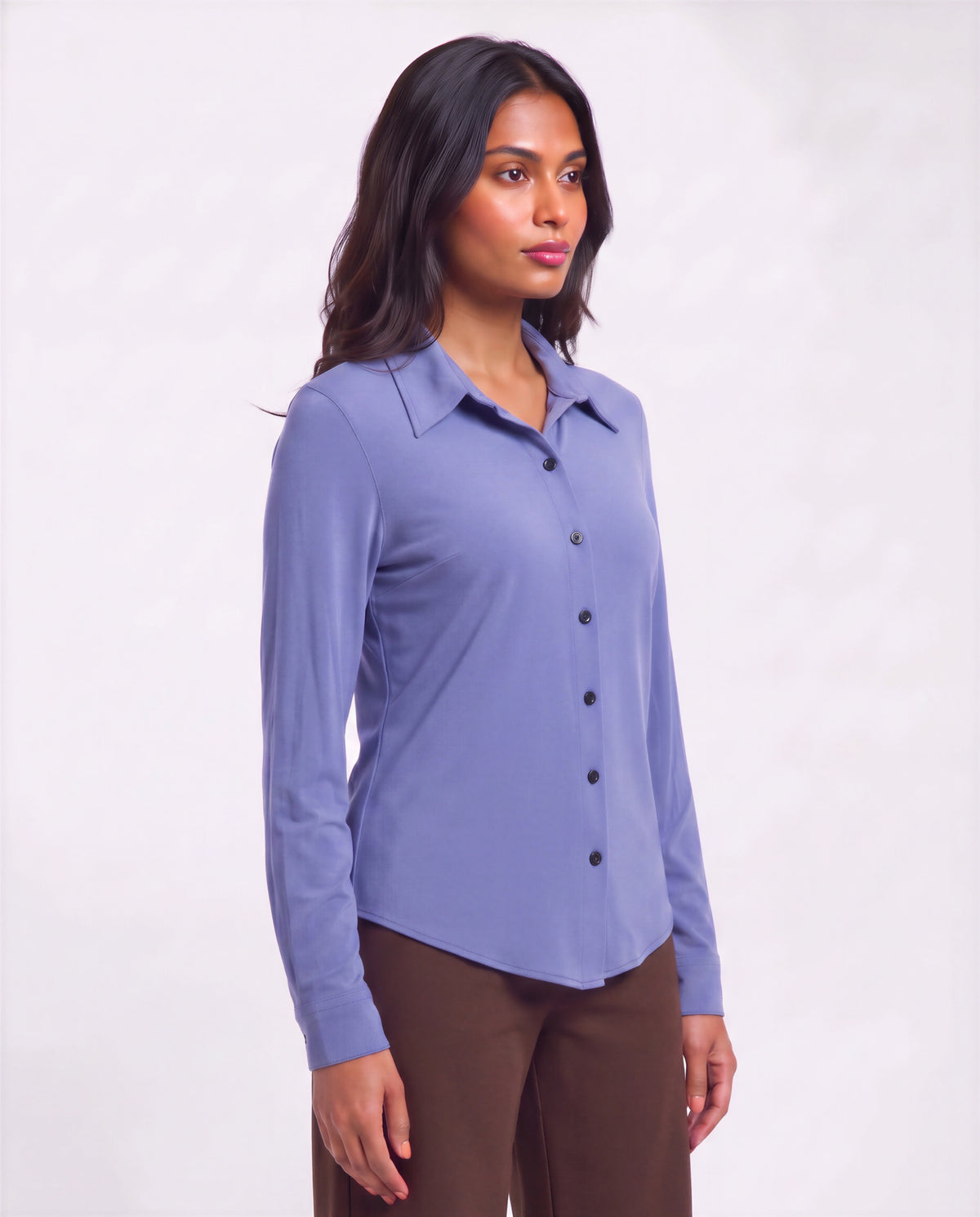 STEPHANIE DAWN BLUE WOMEN'S LYOCELL STRETCH LONG-SLEEVE SHIRT