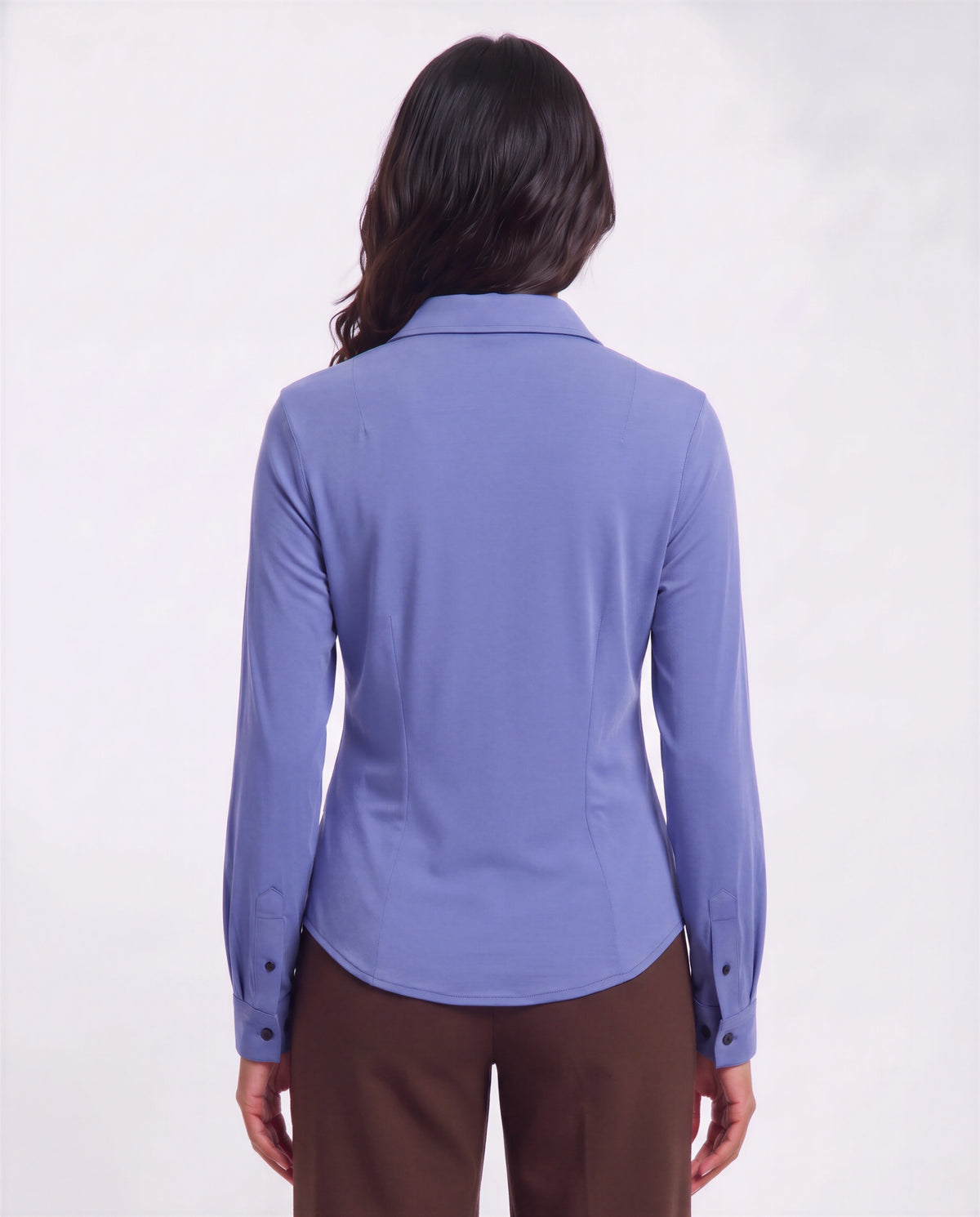 STEPHANIE DAWN BLUE WOMEN'S LYOCELL STRETCH LONG-SLEEVE SHIRT