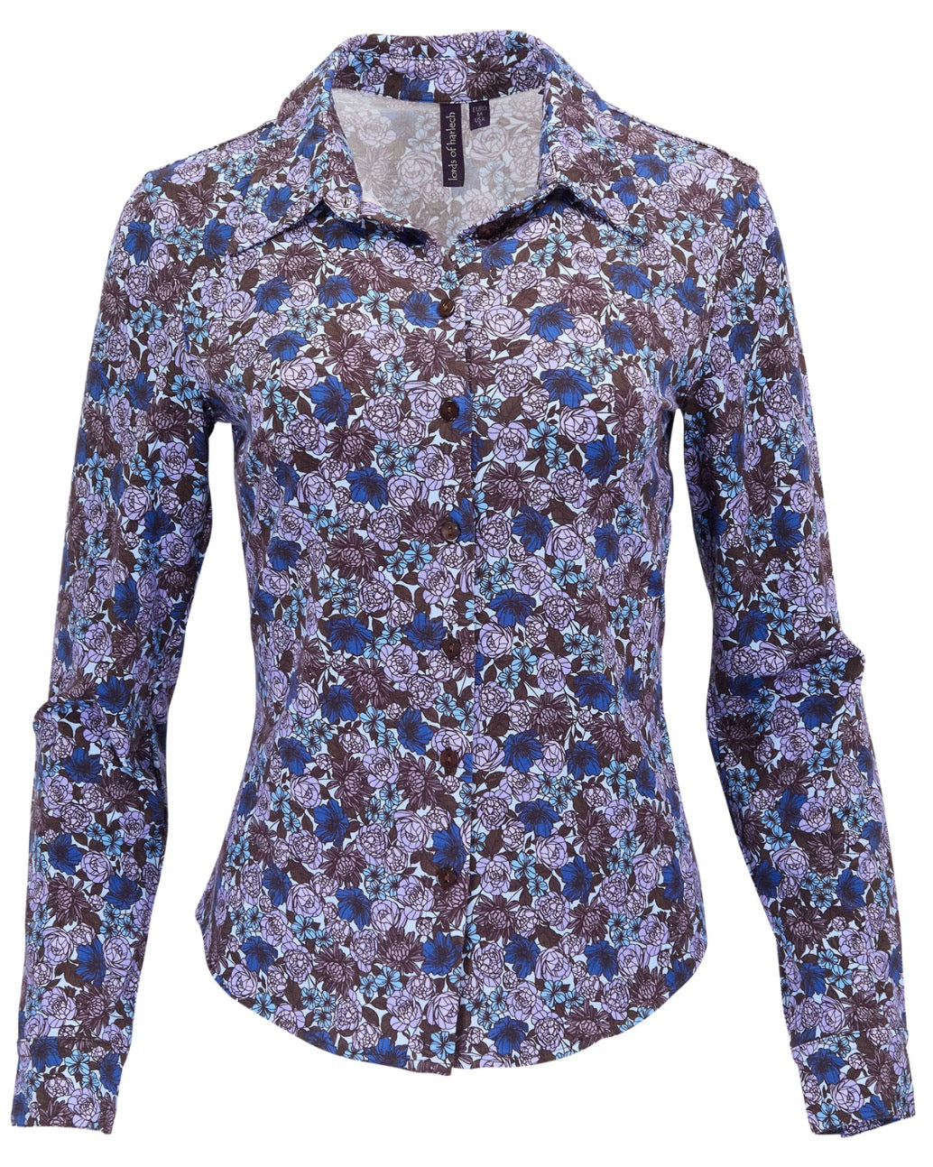 STEPHANIE TERNBERG FLORAL BROWNIE WOMEN'S LYOCELL STRETCH LONG-SLEEVE SHIRT