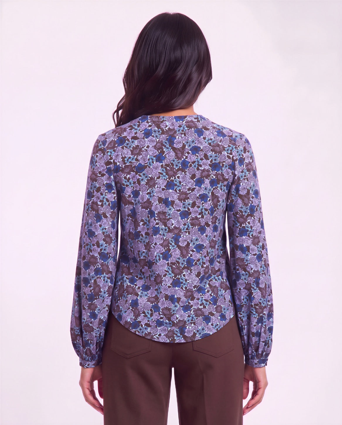 VAL TERNBERG FLORAL BROWNIE WOMEN'S LYOCELL STRETCH V-NECK TOP