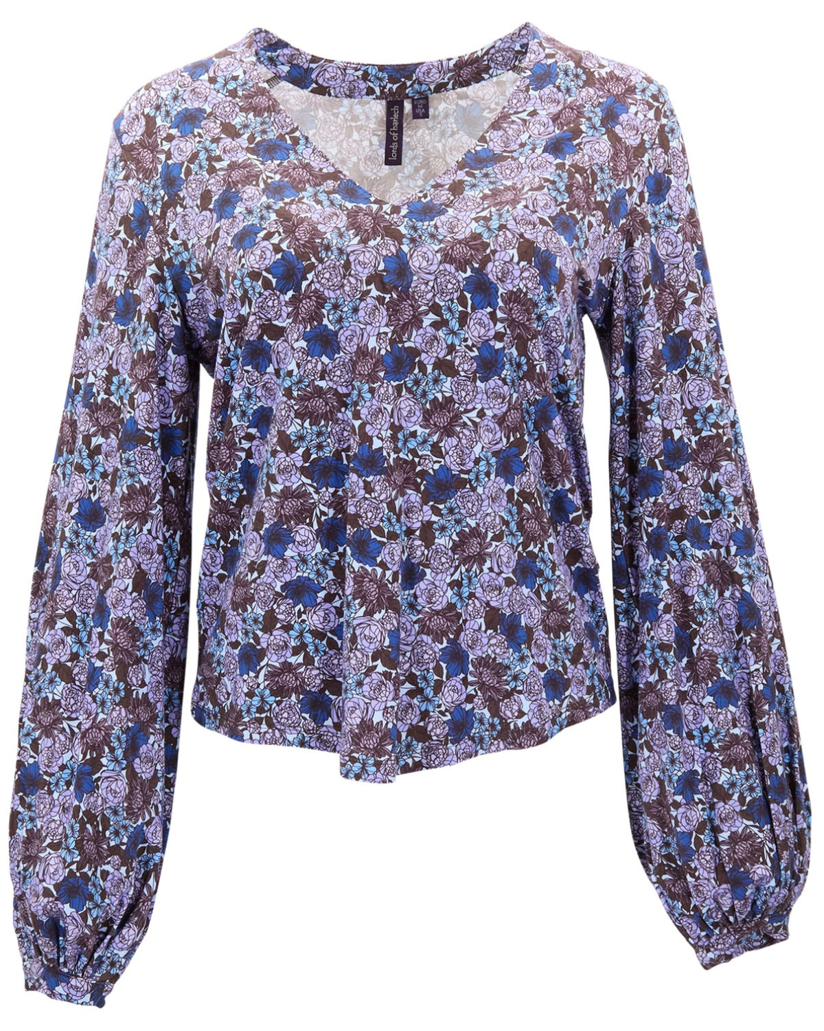 VAL TERNBERG FLORAL BROWNIE WOMEN'S LYOCELL STRETCH V-NECK TOP