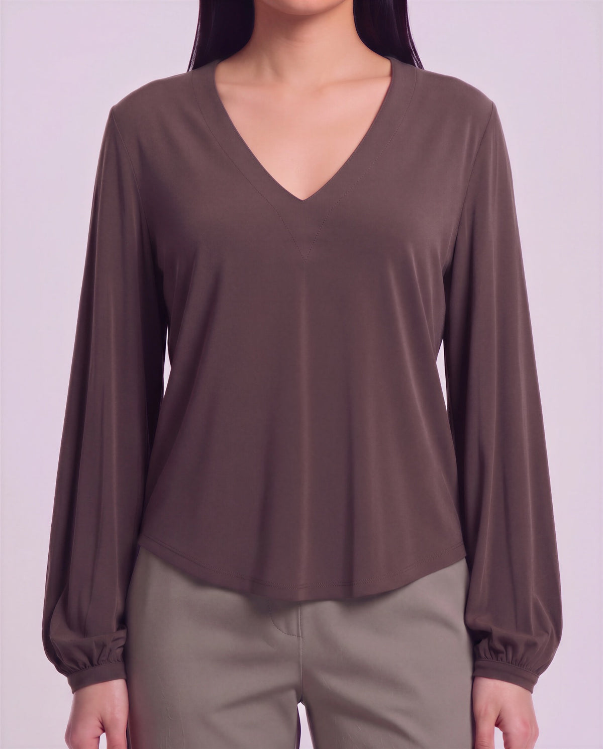 VAL BROWNIE WOMEN'S LYOCELL STRETCH V-NECK TOP