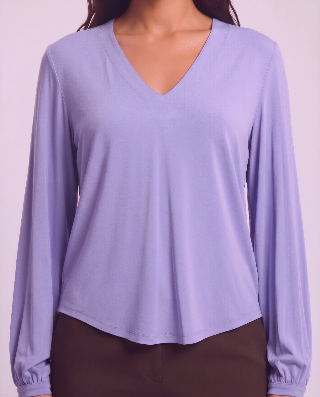 VAL DAWN BLUE WOMEN'S LYOCELL STRETCH V-NECK TOP