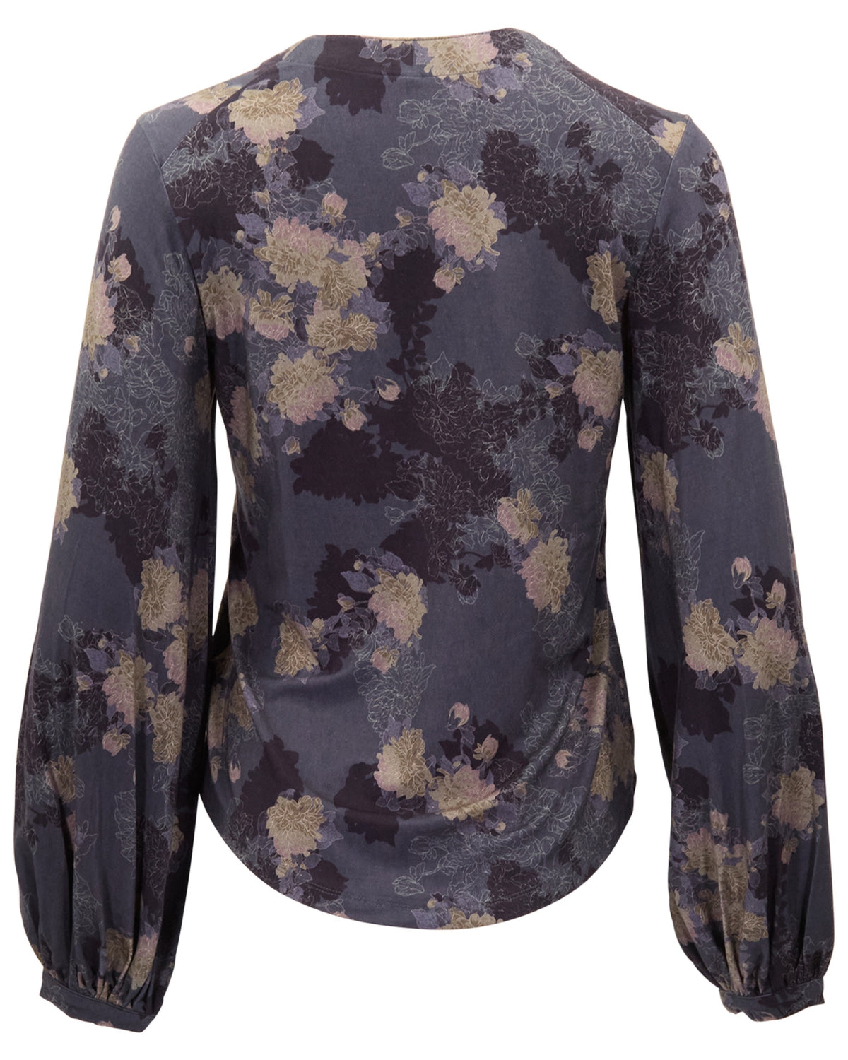 VAL LANS FLORAL BLACK WOMEN'S LYOCELL STRETCH V-NECK TOP