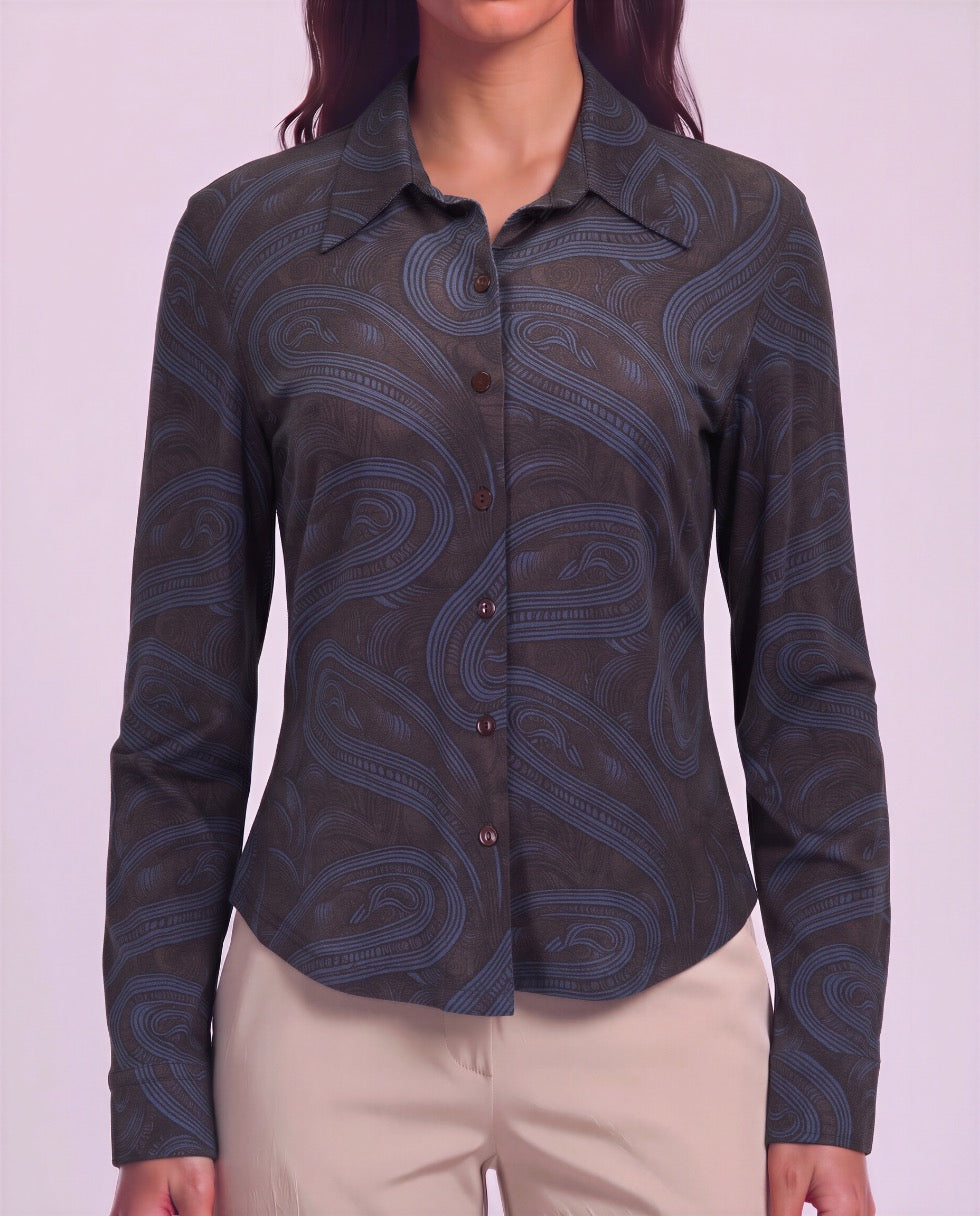 SCARLET PAISLEY BADALONA BROWNIE WOMEN'S MERINO JERSEY LONG-SLEEVE SHIRT