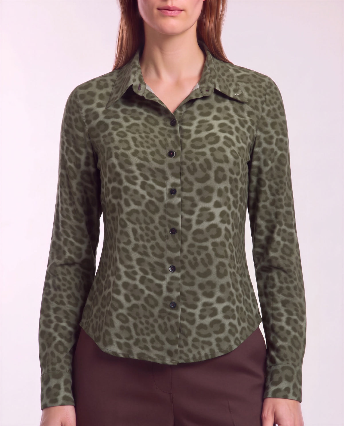 SCARLET LEOPARD SAGE WOMEN'S MERINO JERSEY LONG-SLEEVE SHIRT