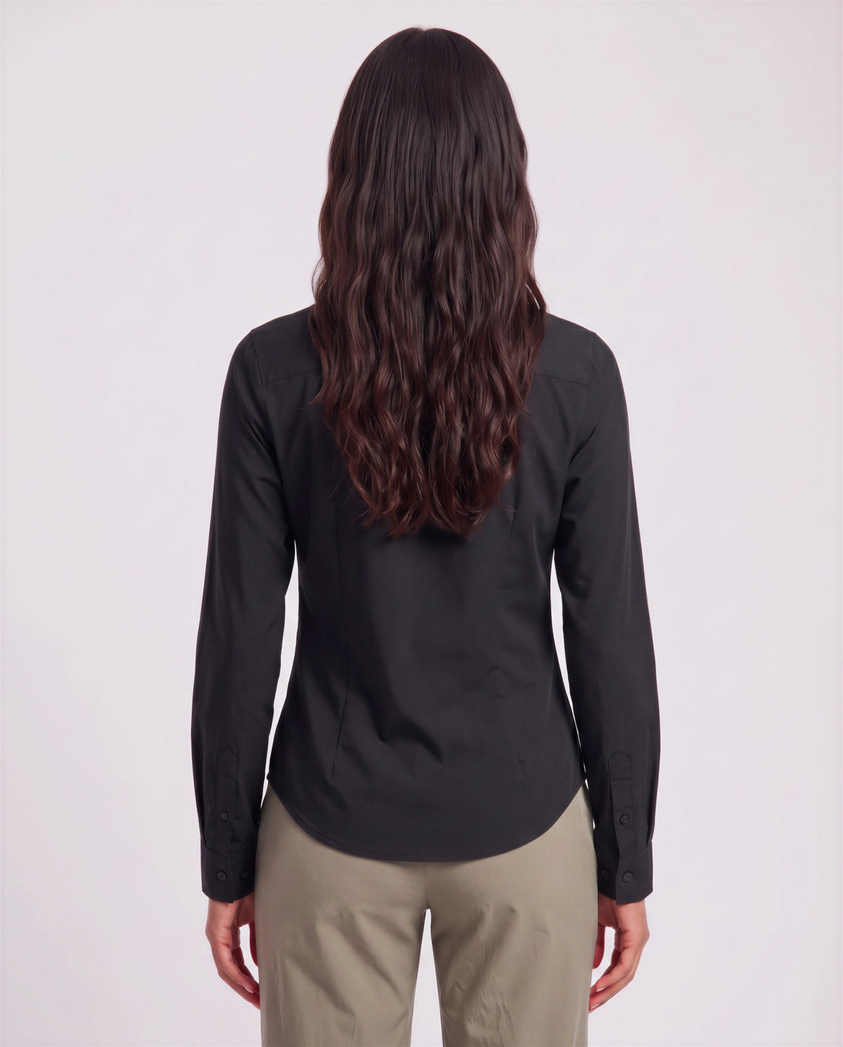 SUTTON BLACK WOMEN'S STRETCH SILK LONG-SLEEVE SHIRT