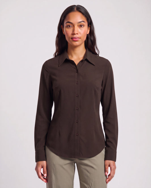 SUTTON BROWNIE WOMEN'S STRETCH SILK LONG-SLEEVE SHIRT