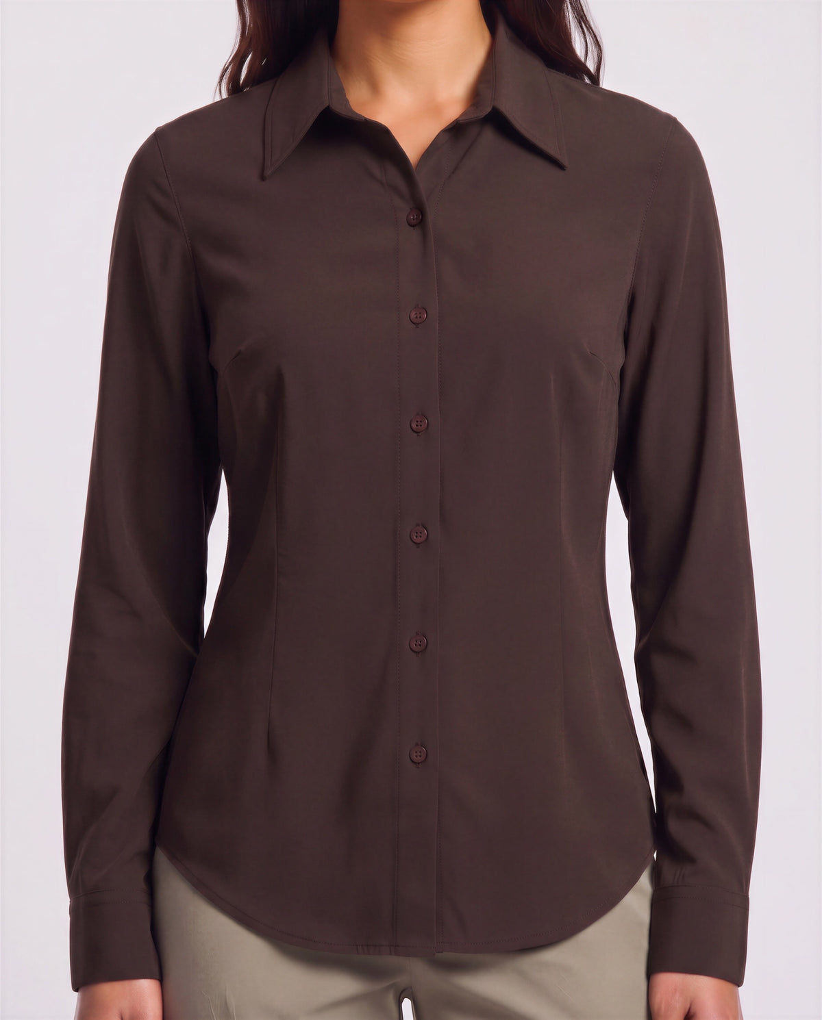 SUTTON BROWNIE WOMEN'S STRETCH SILK LONG-SLEEVE SHIRT