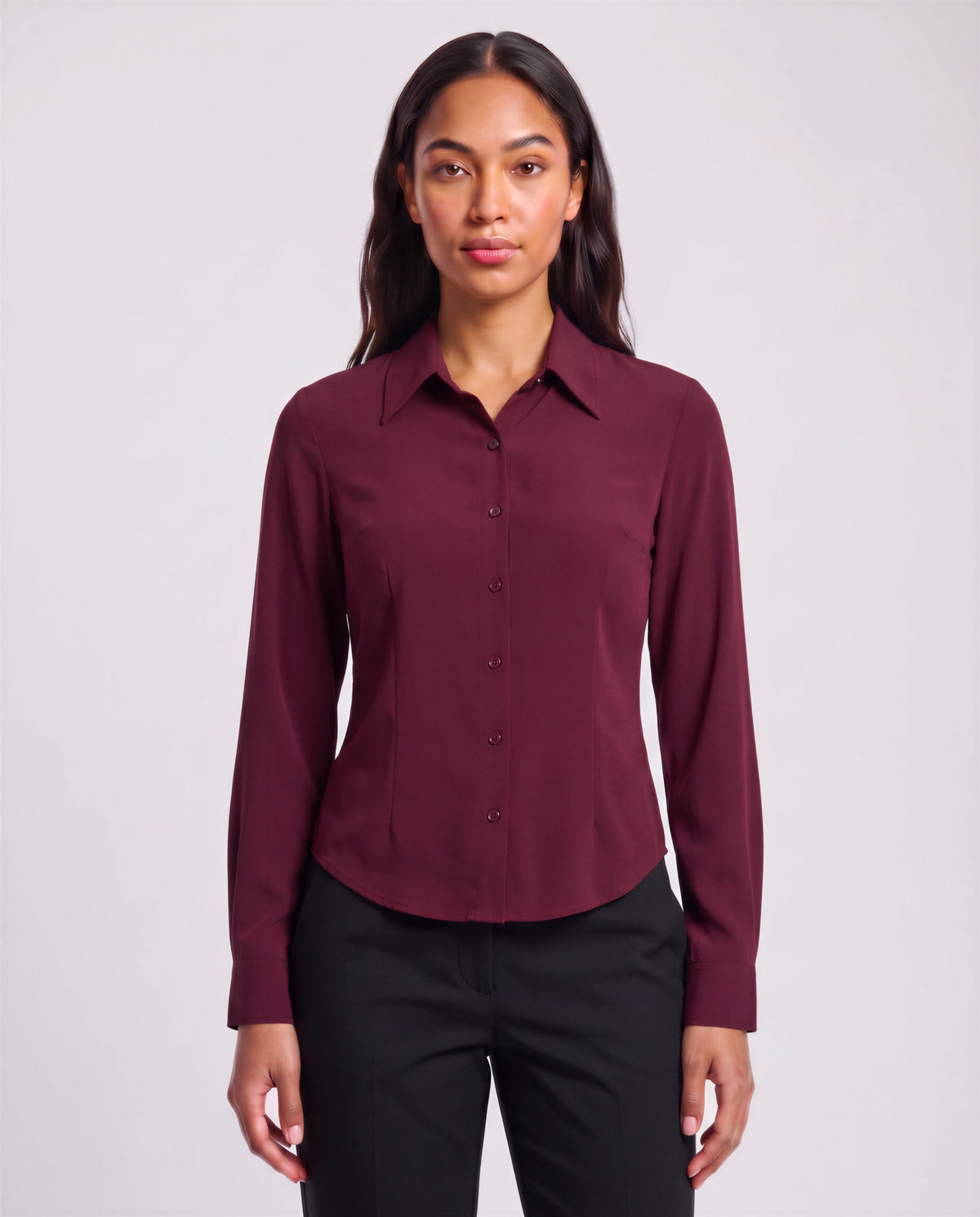 SUTTON PORT WOMEN'S STRETCH SILK LONG-SLEEVE SHIRT