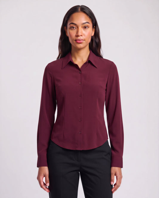 SUTTON PORT WOMEN'S STRETCH SILK LONG-SLEEVE SHIRT