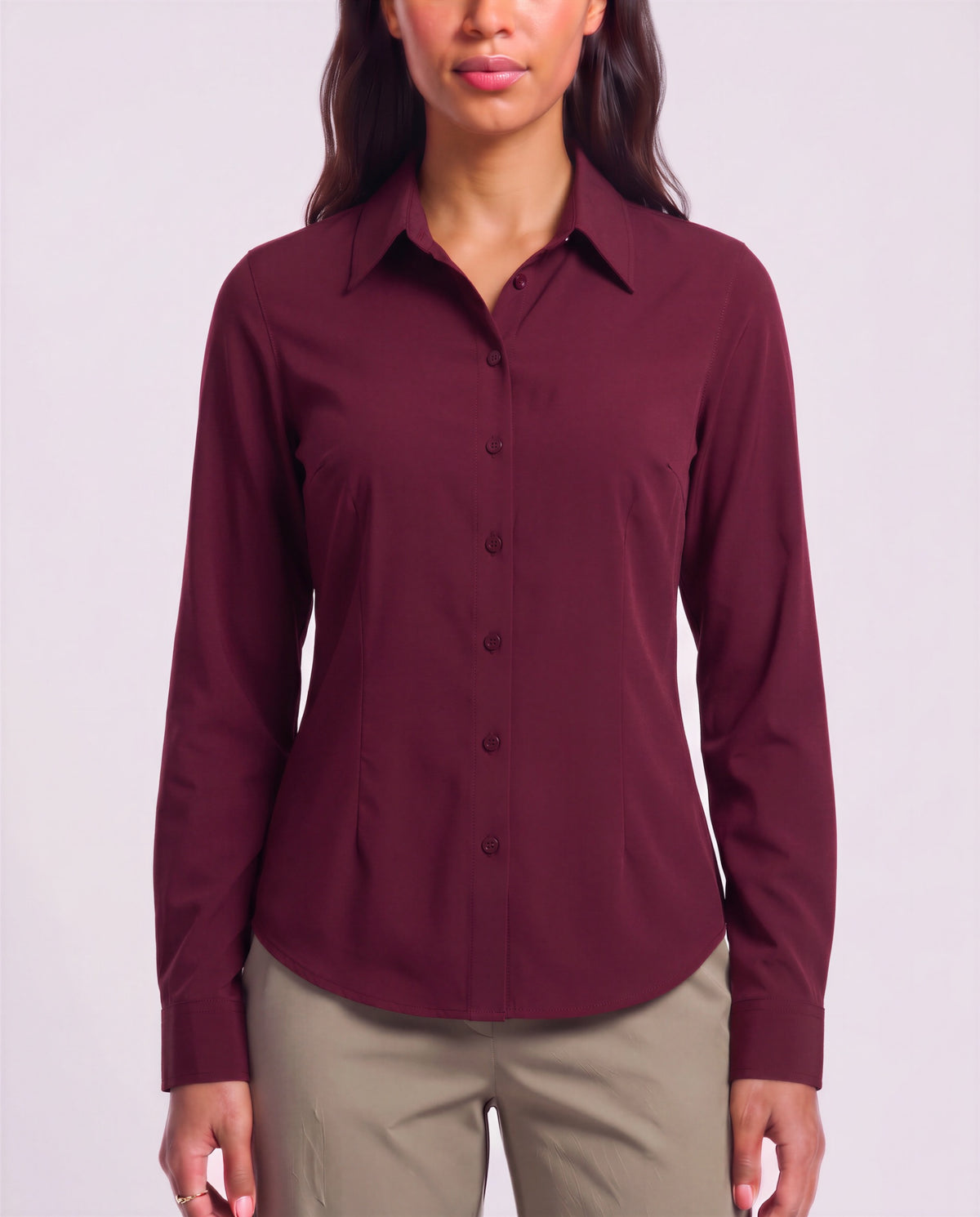 SUTTON PORT WOMEN'S STRETCH SILK LONG-SLEEVE SHIRT