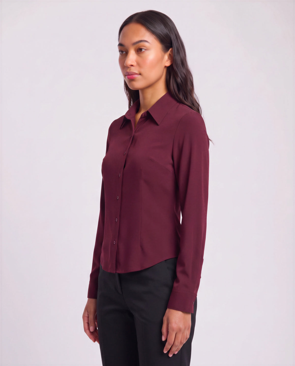 SUTTON PORT WOMEN'S STRETCH SILK LONG-SLEEVE SHIRT