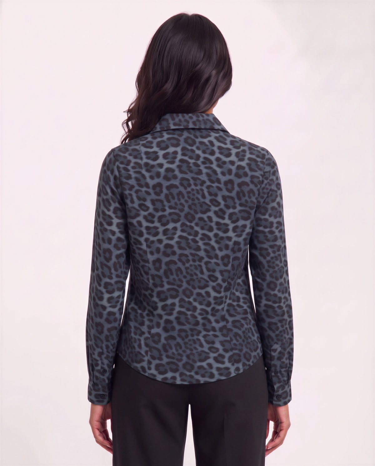 SUTTON LEOPARD SMOKE WOMEN'S STRETCH SILK LONG-SLEEVE SHIRT