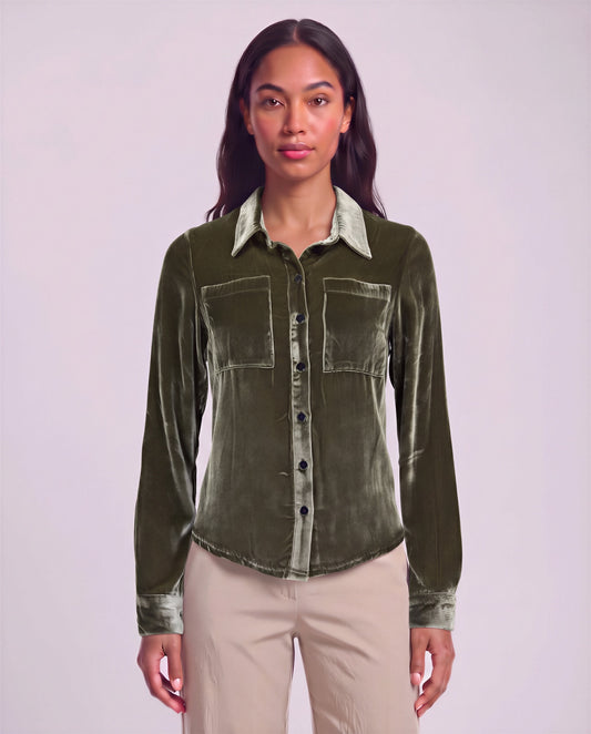 SYLVIA SAGE WOMEN'S VELVET LONG-SLEEVE SHIRT