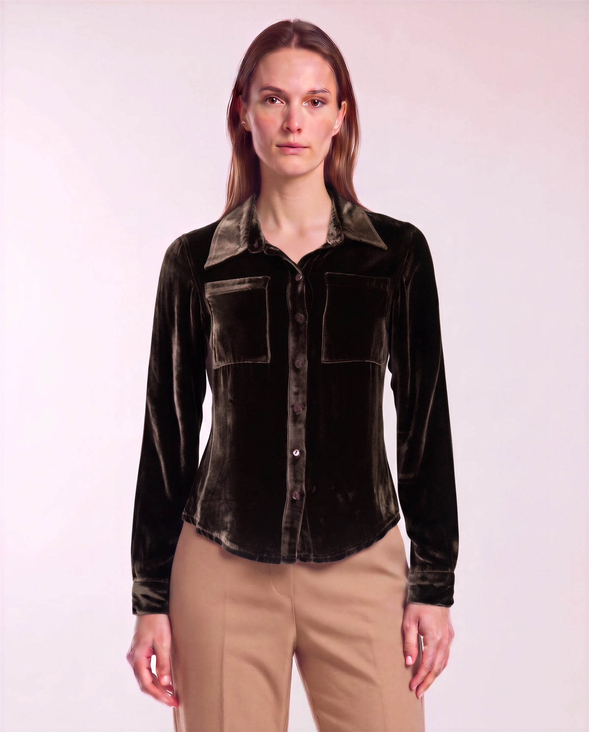 SYLVIA BROWNIE WOMEN'S VELVET LONG-SLEEVE SHIRT